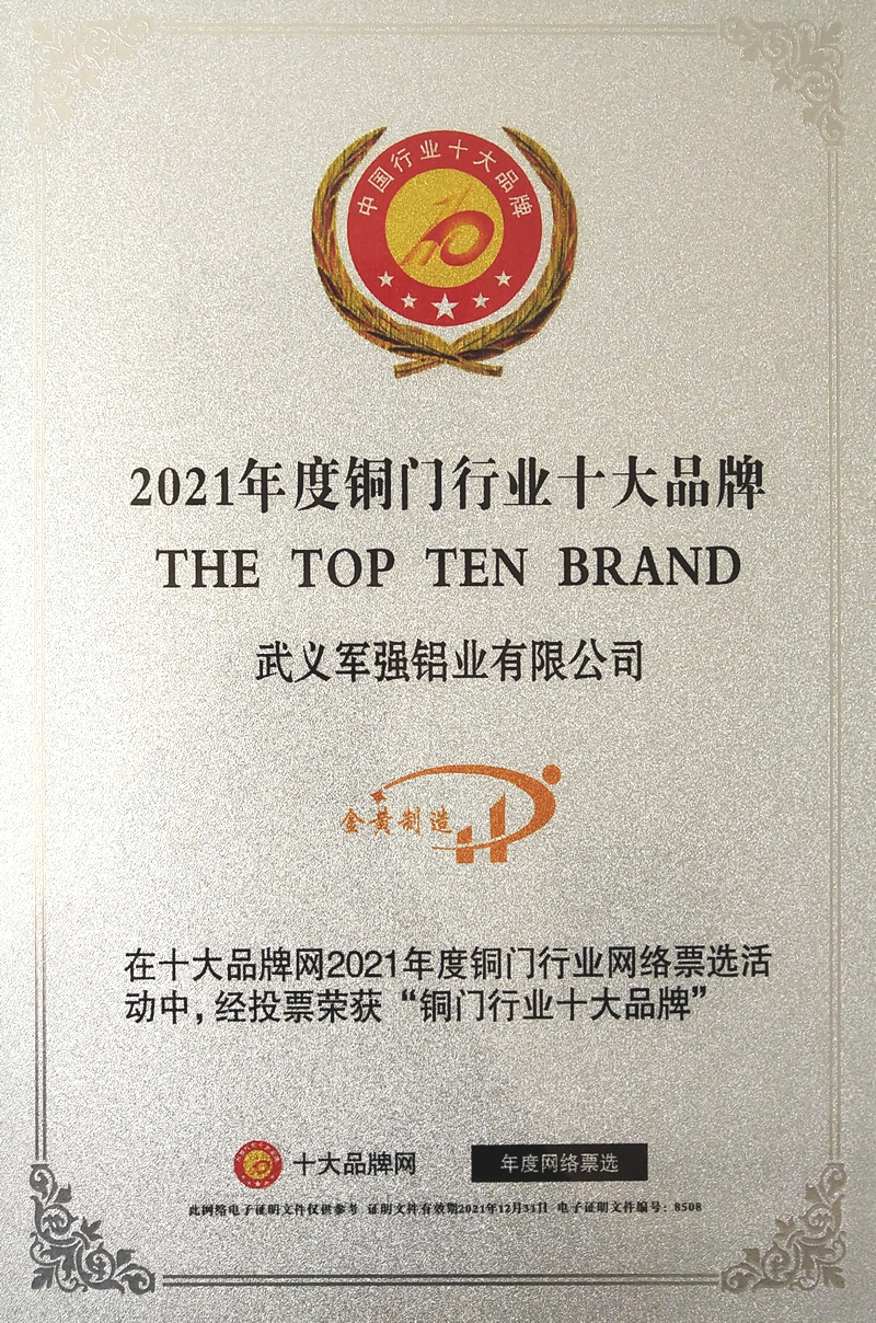 2021年銅門十大品牌廠家