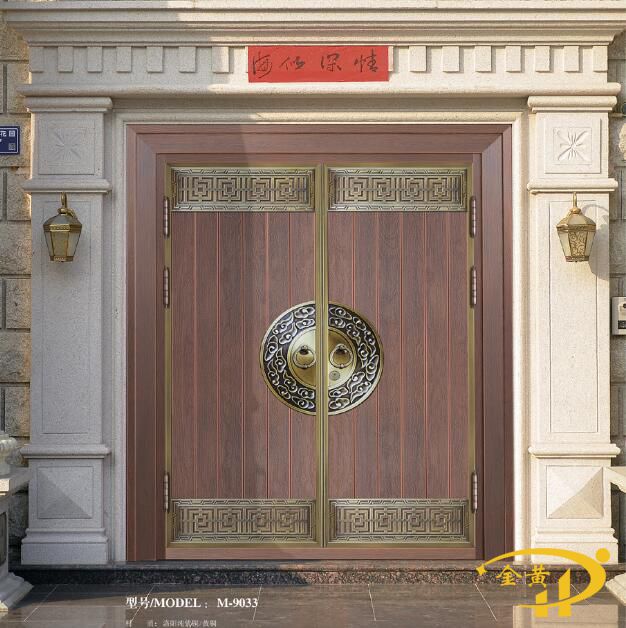 精雕木紋銅門