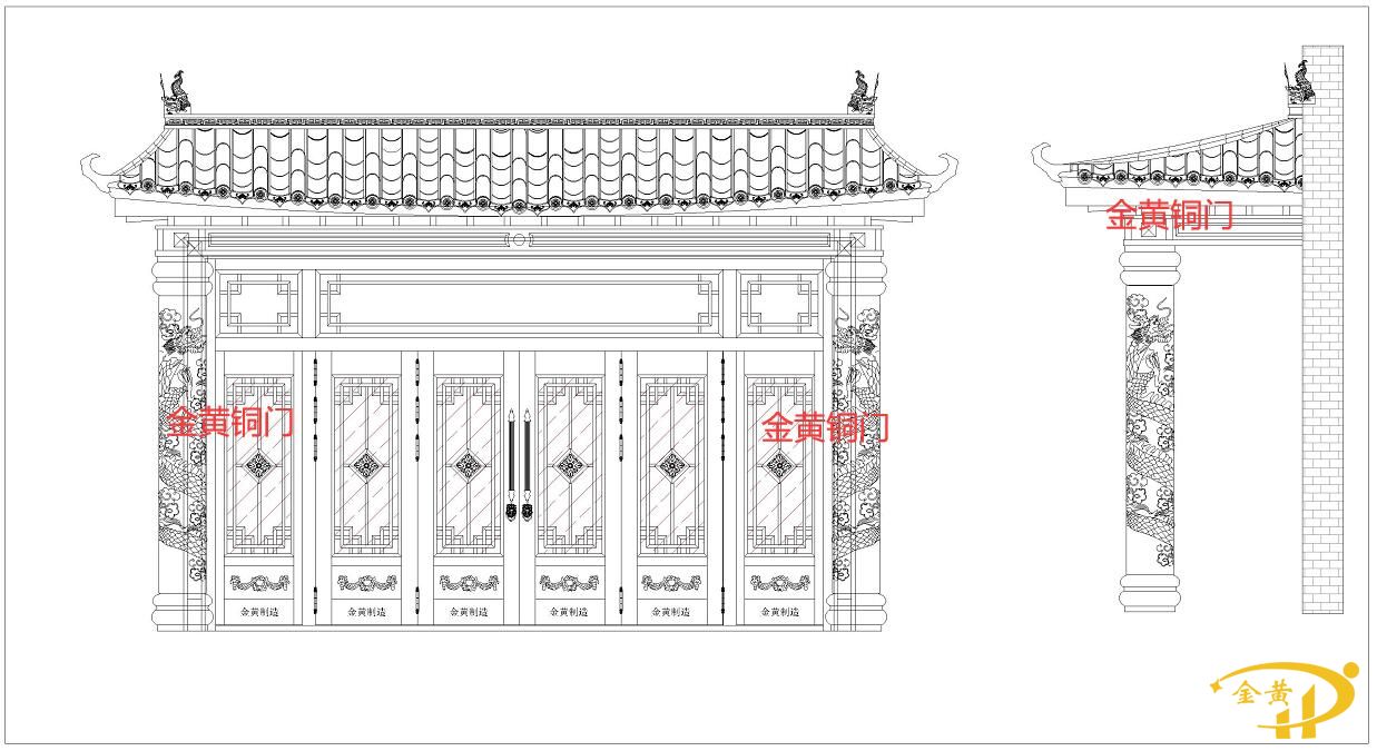 天津獨棟別墅安裝別墅銅門案例(帶雨棚別墅銅門)
