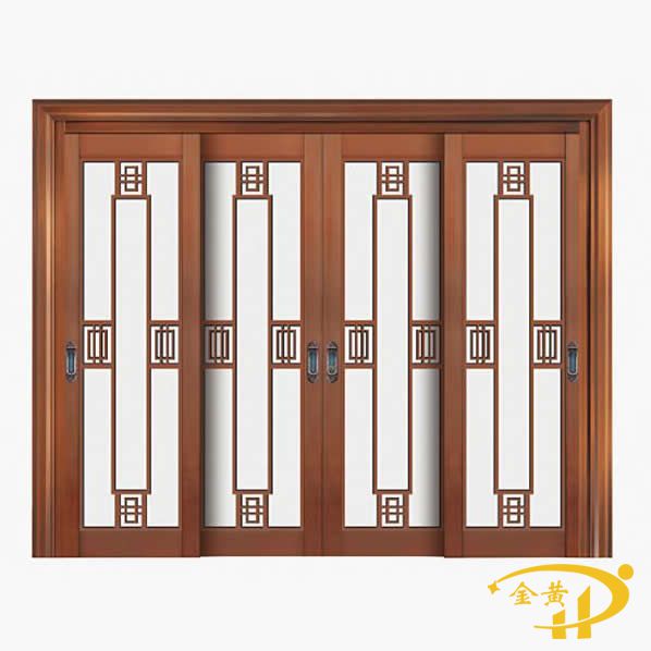 玻璃四開銅門